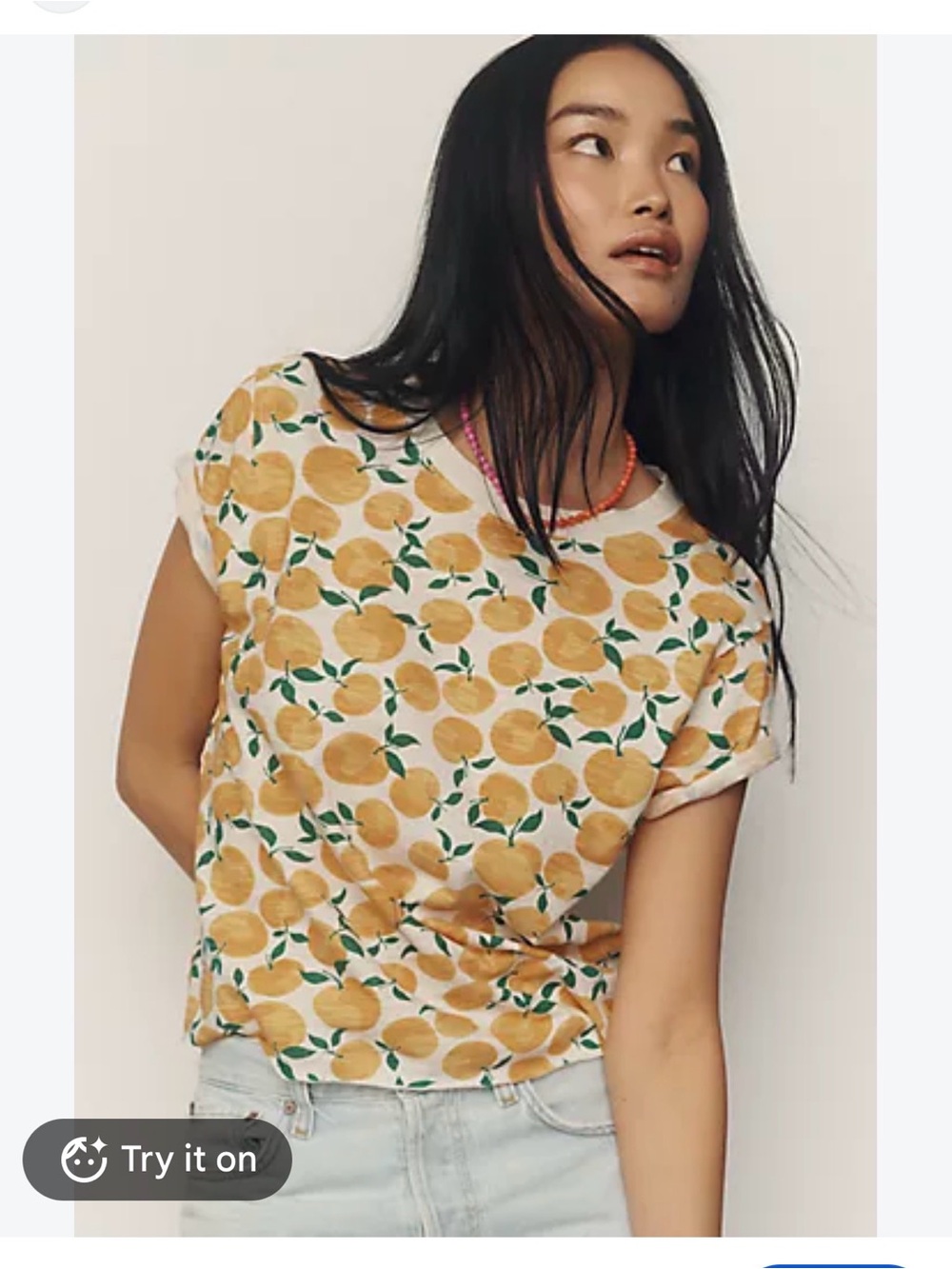 Maeve Valencia Allover Orange Print Tee from Anthropologie